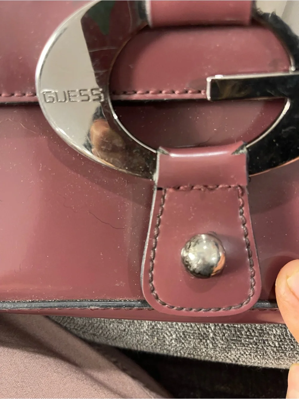 Guess Patent Shoulder Bag with Silver Hardware